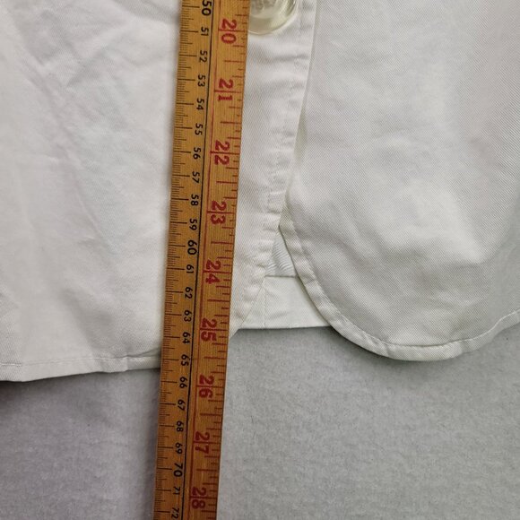 Casual Studio White Ruched Front Button-Up Blazer Jacket XL Lined Shoulder Pads - Picture 9 of 10